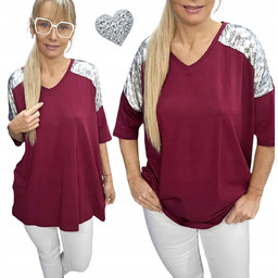 ELEGANCKA TUNIKA SREBRO BAWEŁNA bluzka blink luźna stylowa