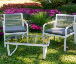 Mały zestaw balkonowy z aluminium (2x fotel +