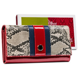 Portfel skórzany damski Peterson skóra węża pojemna portmonetka