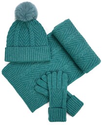 Komplet Zimowy Damski Młodzieżowy Czapka Szalik Rękawiczki Ciepły