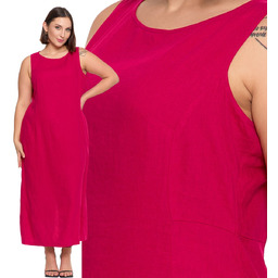 SUKIENKA DAMSKA DŁUGA DOPASOWANA LNIANA Z ROZCIĘCIEM ELEGANCKA