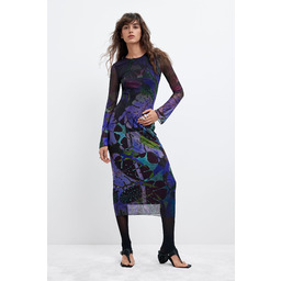 Desigual Sukienka z tiulu w nadruk M. C.