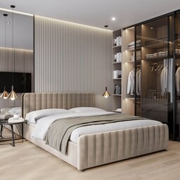 Łóżko tapicerowane z pojemnikiem SFG0160P 140x200 Welur Ciemny