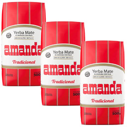 Yerba Mate Amanda Elaborada Tradicional Con Palo 3x500g