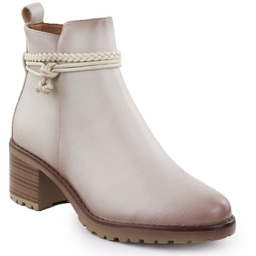 Botki ocieplane na klocku damskie beżowe Potocki Z25-SZ12690