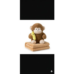 PLUSZOWA BRĄZOWA MAŁPKA Z BANANEM 50CM I KOCYKIEM