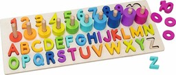 Drewniana układanka sorter nauka liczenia cyfr liter