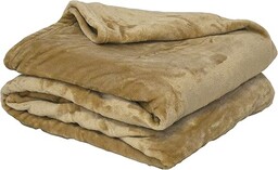 Koc polarowy, poliester, beżowy, 180 x 220 cm,