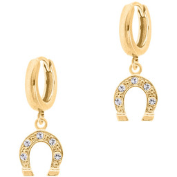 Pozłacane kolczyki z podkowami i kryształkami