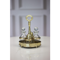 PRZYPRAWNIK metalowy, złoty, zestaw 4 pojemników ze stojakiem,