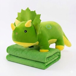 PLUSZOWY DINOZAUR TRICERATOPS 50CM ZIELONY Z KOCYKIEM 100X150