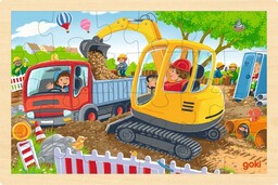 Puzzle drewniane Koparka 24 el. Goki 57338