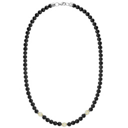 Naszyjnik męski z cytrynem i czarnym matowym turmalinem