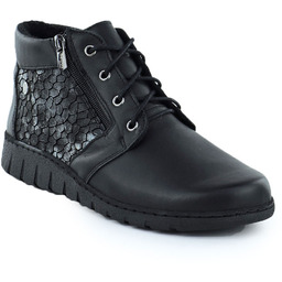 Skórzane botki damskie czarne komfortowe Helios 789