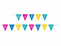 Baner flagi wielokolorowy z napisem Happy Birthday -