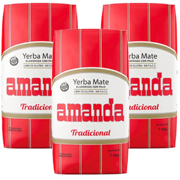Yerba Mate Amanda Elaborada Tradicional 3x1kg 3kg