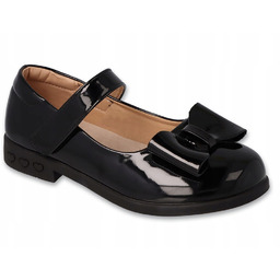 skórzane baleriny buty elegantki czarne lakierki dla dziewczynki