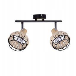 Tajga lampa sufitowa listwa czarny+drewniany 2x40w e14 klosz