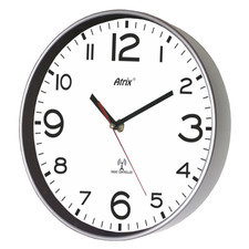 Zegar srebrny z metalową tarczą radiowy DCF 25cm