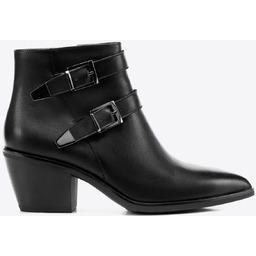 Damskie kowbojki ze skóry naturalnej z ozdobnymi paskami