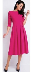 Klasyczna rozkloszowana sukienka różowa A159, Kolor różowy, Rozmiar