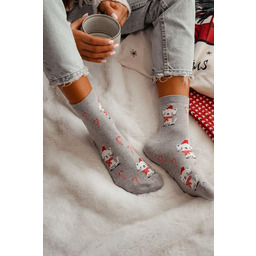 Skarpetki damskie świąteczne w urocze Kotki szare Milena