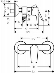 HANSGROHE 71760670 Talis E Jednouchwytowa bateria prysznicowa, natynkowa
