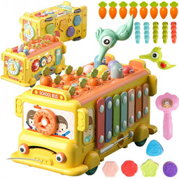 WOOPIE BABY Interaktywny Autobus Montessori Edukacyjny 6w1 Młoteczek