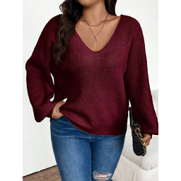 SHEIN SWETER DAMSKI BORDOWY Z KOKARDĄ NA PLECACH