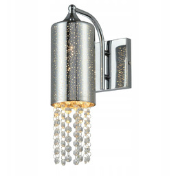 Lampa Ścienna Moonlight Srebrny Szklany Klosz Kryształy 1xE14
