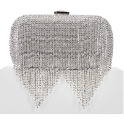 Torebka wieczorowa pudełkowa z błyszczącymi frędzlami