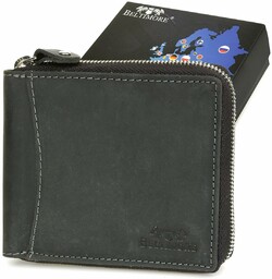 Zestaw prezentowy męski skórzany pasek portfel czarny pudełko