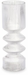 Giftdecor Szklany wazon tuba ryflowane szkło, 8 x