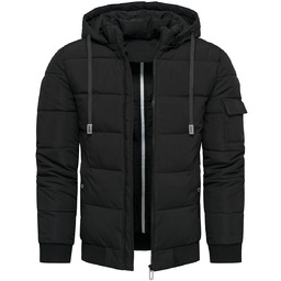 Kurtka męska czarna pikowana z odczepianym kapturem Recea