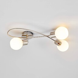 Lampa sufitowa Lindby Elaina, 50 cm, 3-punktowa, nikiel,