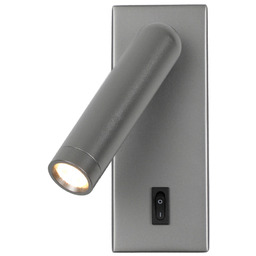 Kinkiet LED szary aluminiowy z włącznikiem WL-46376-1-GR