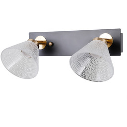 Kinkiet dwupunktowy czarny ze złotymi detalami WL-34393-2-BK-HBR