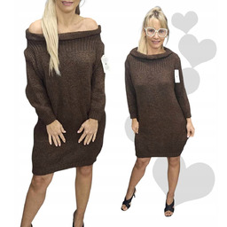 Sukienka Sweterkowa Ciepła Długi Sweter wełna kobiecy wygodny
