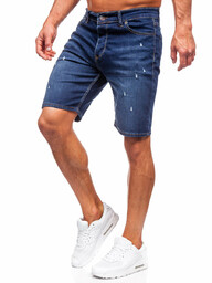 Granatowe krótkie spodenki jeansowe Denley 5820