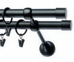 Karnisz Metalowy podwójny fi19 mm 270cm Czarny mat