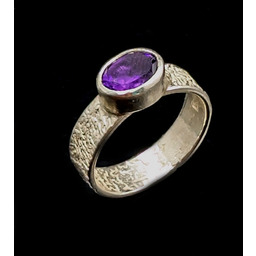 Pakamera Pierścionek Ametyst w srebrnej korze