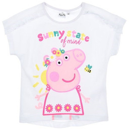Biały bawełniany t-shirt licencja Świnka Peppa