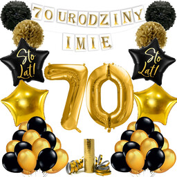 BALONY NA SIEDEMDZIESIĄTE URODZINY 70 BANER IMIĘ