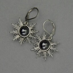 Pakamera Kolczyki słońce hematyt wire wrapping słoneczka