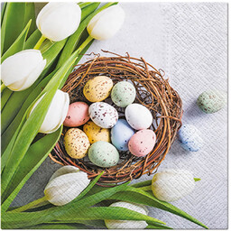 Serwetki wielkanocne Pisanki i tulipany - 33 cm