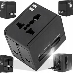 Uniwersalny Adapter Podróżny Zasilacz Przejściówka Usb Usa Uk