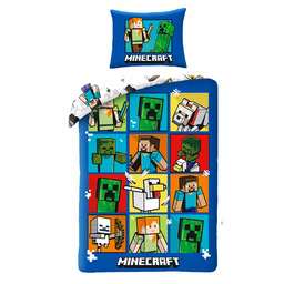Pościel Dziecięca Bawełniana 140x200 Minecraft Pojedyncza Creeper Steve
