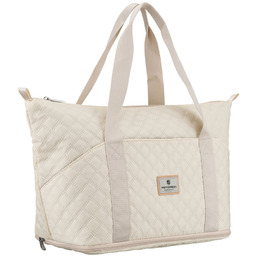 Beżowa, treningowa torba wykonana z poliestru, jednokomorowa -