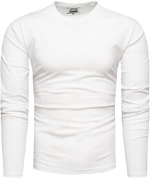 Koszulka męska longsleeve gładki biały Recea