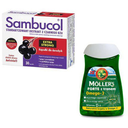 Zestaw SAMBUCOL Extra Strong, 30 kapsułek + Mollers